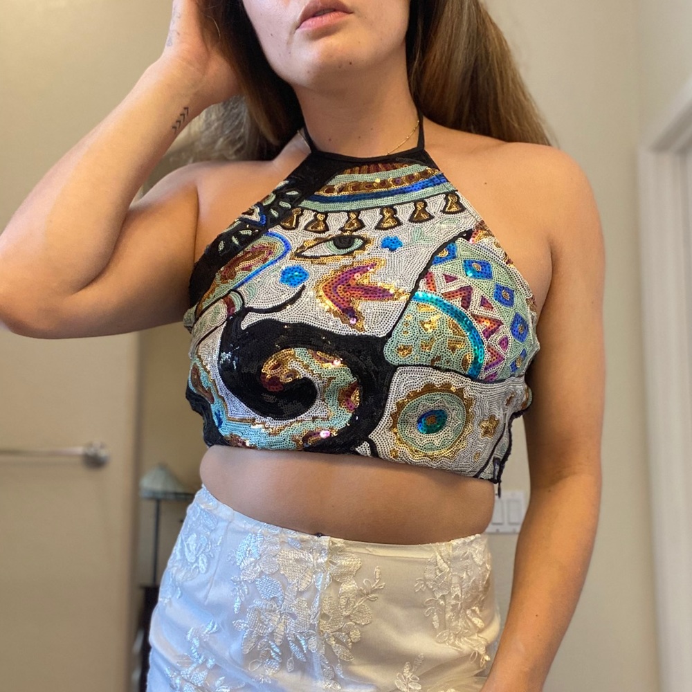 Sequin, bohemian crop top 🐘